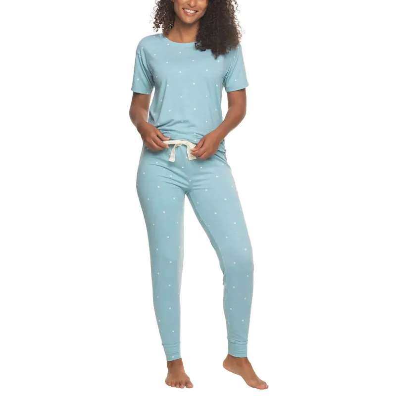 Photo 1 of SIZE XL - Felina Women's 2 Piece Soft Jersey T-Shirt and Pants PJ Lounge Set-Blue / XL