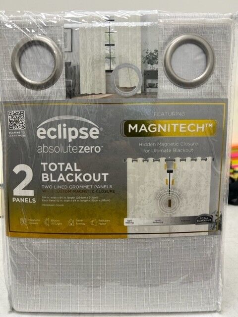 Photo 1 of 2 Panel Eclipse Absolute Zero Total Blackout 84" X 104 Panels W/ Magnetic Closure