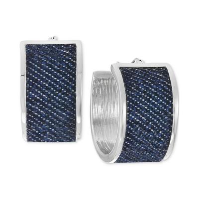 Photo 1 of Alfani Silver-Tone Denim-Wrapped Hoop Earrings, Created for Macy's - Blue