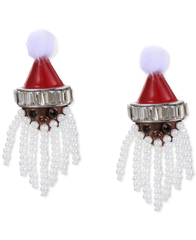 Photo 1 of Holiday Lane Santa Imitation Pearl Drop Earrings, Created for Macy's - Multi