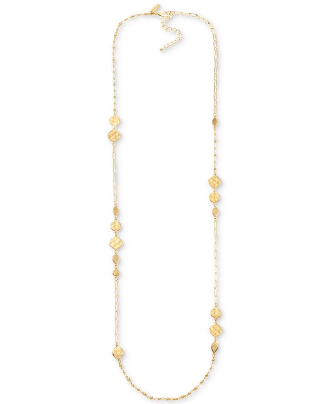 Photo 1 of Style & Co Gold-Tone Hammered Disc Mixed Chain Long Station Necklace, 42 + 3 Extender, Created for Macy's - Gold