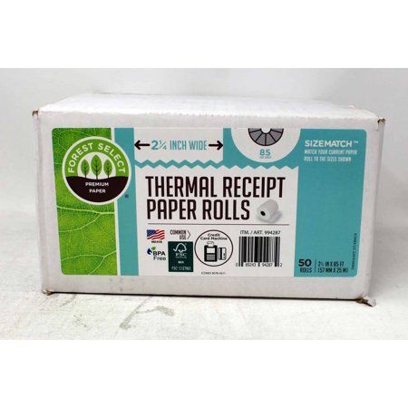 Photo 1 of Forest Select Premium Thermal Receipt Paper Rolls 50 Count. Premium thermal receipt paper rolls. 2.1/4" wide, 85 ft length