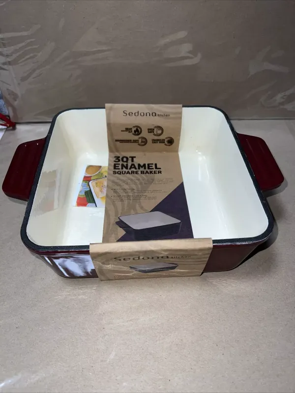 Photo 1 of Sedona Kitchen 3QT Enameled Cast Iron Baker Square Baker. Chips in the enamel  