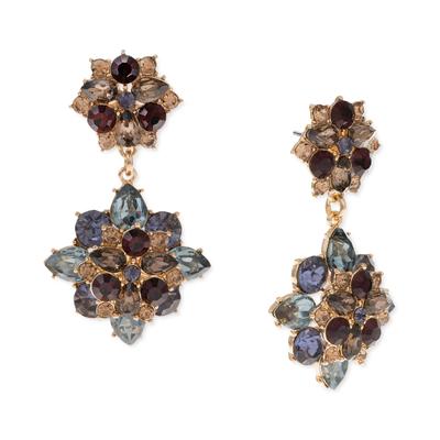 Photo 1 of Charter Club Gold-Tone Multicolor Mixed Stone Double Cluster Drop Earrings, Created for Macy's - Multi