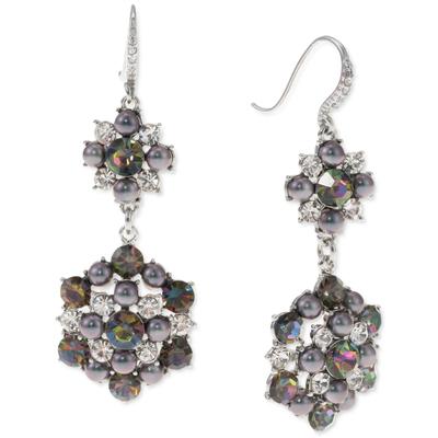 Photo 1 of Charter Club Silver-Tone Crystal & Imitation Pearl Cluster Double Drop Earrings, Created for Macy's - Purple