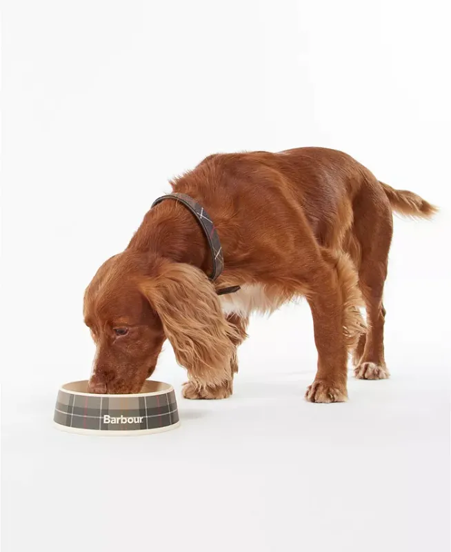 Photo 3 of Bamboo dog bowl in Barbour's classic tartan print with Barbour logo. Made in Germany
Dimensions - 6.9" L x 6.9" W x 2.1" H. Embossed logo. Durable bamboo construction. Bamboo dog bowl in Barbour's classic tartan print with Barbour logo. Bamboo, Corn, Resi