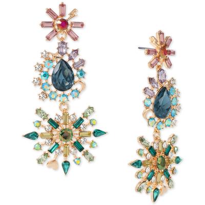 Photo 1 of INC Gold-Tone Mixed Stone Snowflake Triple Drop Earrings, Created for Macy's - Multi