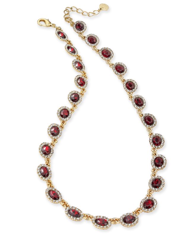 Photo 1 of Charter Club Gold-Tone Pave & Stone Collar Necklace, 17 + 2 Extender, Created for Macy's - Red