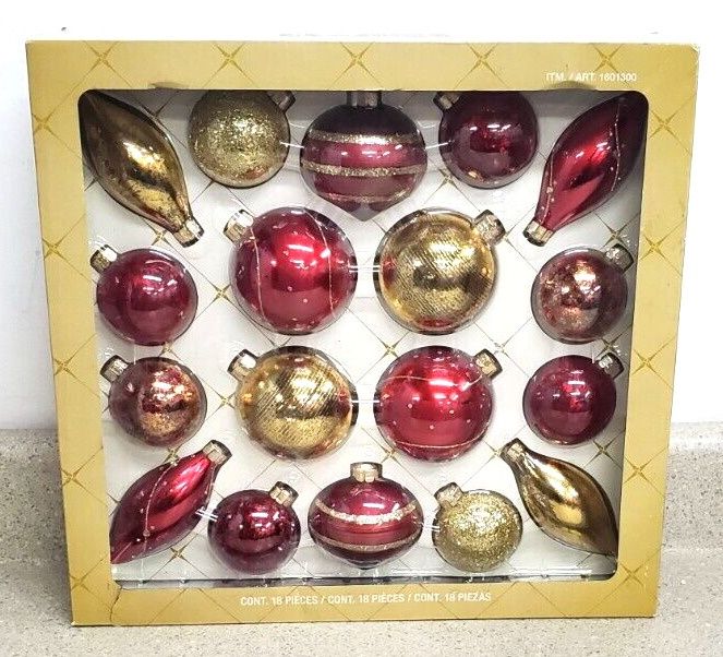 Photo 1 of Costco Ornaments, Hand Decorated Glass Ornaments 18 Pc Set.