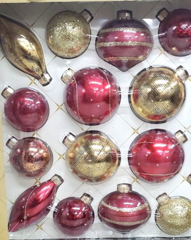 Photo 2 of Costco Ornaments, Hand Decorated Glass Ornaments 18 Pc Set.