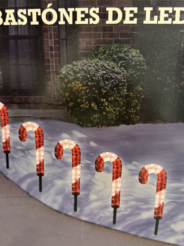 Photo 3 of Candy Cane Christmas Pathway Lights LED Lawn Stakes 8 Pieces Indoor/Outdoor * 8 Candy Canes * 36? Spacing Between Candy Canes * Suitable for both Indoor and Outdoor Use * 72? Lead in Cord * Adjustable Stake Height * 240 total LEDS (30 per candy cane) * 10