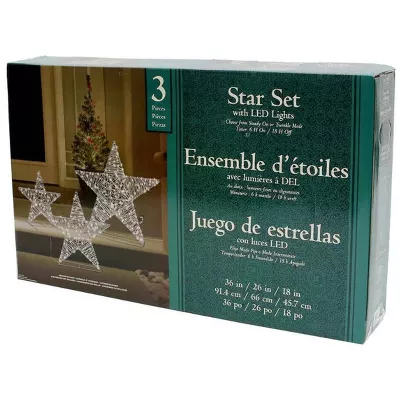 Photo 2 of 3-Piece Star Set with LED Lights 36in, 26in, 18in