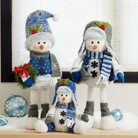 Photo 1 of Plush Snowman Family Set of 3. Plush Snowman Family Set of 3 Features: 3 plush snowmen Felt buttons and sled Approximate length range: 10.5 - 11.5 Approximate width range: 7.8 - 8.2 Approximate height range: 11.1 - 24.4 Approximate total weight: 5.72lb Ac