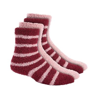 Photo 1 of Charter Club Women's 2pk Fuzzy Butter Socks, Created for Macy's - Stripe Malbec