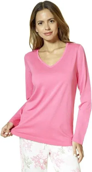 Photo 1 of SIZE XL - Women's Long Sleeve Fan Favorite V-Neck Tee - New Pink