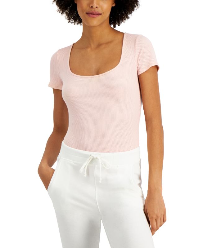 Photo 1 of 3 XL - Jenni Square Neck Ribbed Bodysuit-Peach Skin-3XL