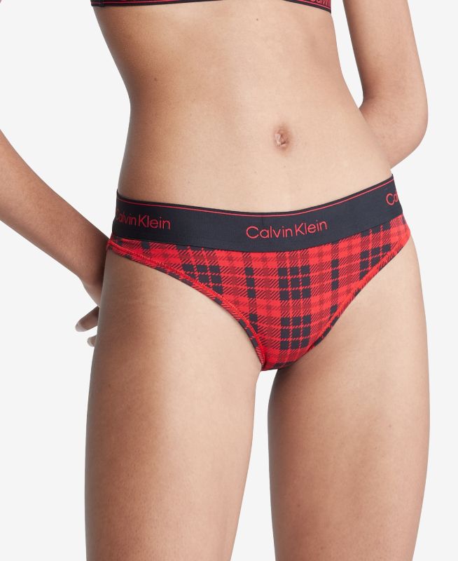 Photo 1 of SIZE M - Calvin Klein Women's Modern Cotton Holiday Bikini Underwear QF7778 - Scotch Plaid Rouge