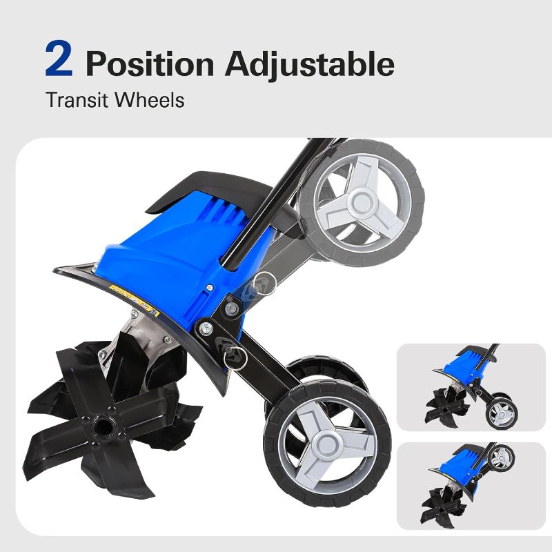 Photo 1 of BILT HARD Electric Tiller Cultivator 14 inch, 10 Amp 4 Steel Tines Corded Tiller for Gardening with Foldable Handle, Portable Garden Rototiller with Adjustable Wheels