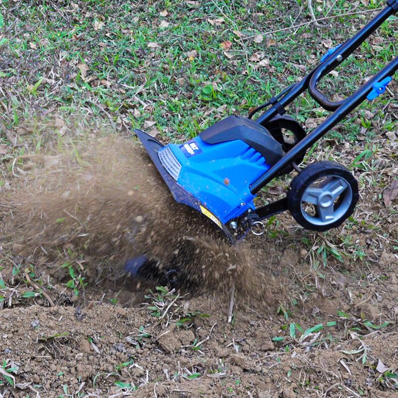 Photo 1 of BILT HARD Electric Tiller Cultivator 14 inch, 10 Amp 4 Steel Tines Corded Tiller for Gardening with Foldable Handle, Portable Garden Rototiller with Adjustable Wheels