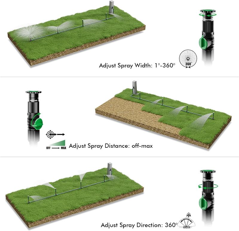 Photo 1 of RESTMO Flexible Sprinkler System with Metal Spike Base, Above Ground DIY Irrigation Kit, Multi-Adjustable Lawn Sprinkler Set, Ideal for Plant and Flower Bed Watering, 30ft Garden Hose Included