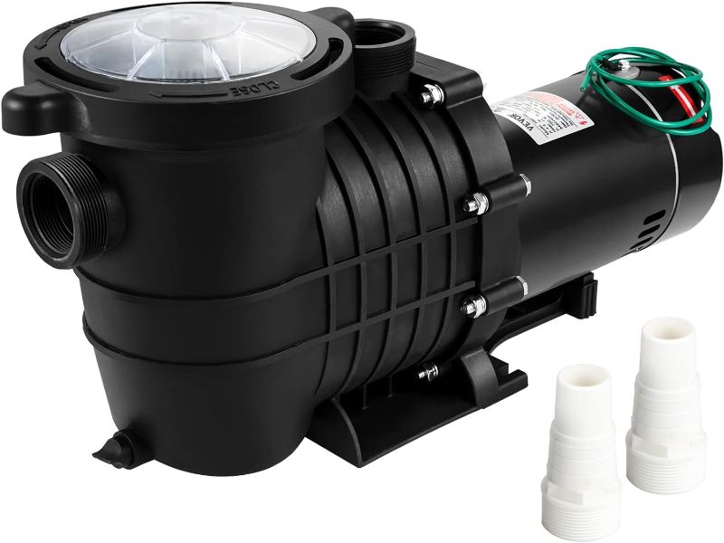 Photo 1 of VEVOR Swimming Pool Pump, 1HP 110V 5220GPH Powerful Self-priming Up to 36ft Head Lift, for In/Above Ground Pool Water Circulation, w/ Strainer Basket and 2pcs 1-1/2'' NPT Connectors, UL Certified