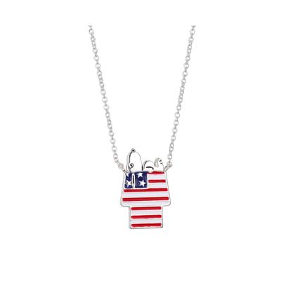Photo 1 of Silver Plated Peanuts Snoopy Americana Dog House Pendant Necklace 16 +2 for Unwritten