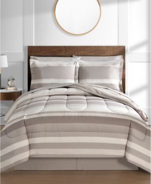Photo 1 of KING SET Fairfield Square Collection Austin Stripe/Solid Reversible 8 Pc. Comforter Set
Set Includes: comforter 104" x 86", two king shams 20" x 36", bedskirt 78" x 80" + 14", 4-Piece Sheet Set: flat sheet (108" x 102"), fitted sheet (78" x 80" + 11.25"),