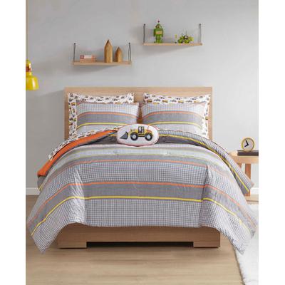 Photo 1 of URBAN DREAMS Franky 8-Pc. Full Comforter Set
Franky comforter set featuring soft sheets printed with construction vehicles a geo-stripe comforter and shams and a cozy decorative pillow with a bulldozer design. Set includes: full comforter (88 x 88 ) two