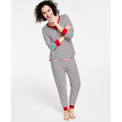 Photo 1 of Get festive in this fun set from Family Pajamas a super-soft top and matching bottoms in cozy waffle knit with vibrant stripes. Women's Size Medium