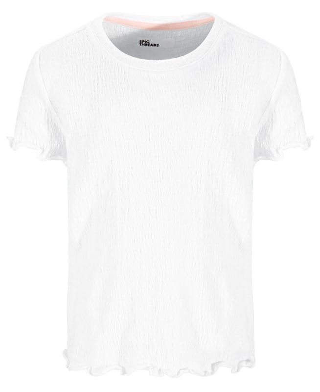 Photo 1 of Epic Threads Little Girls Solid-Color Textured T-Shirt  - Bright White - Size 6