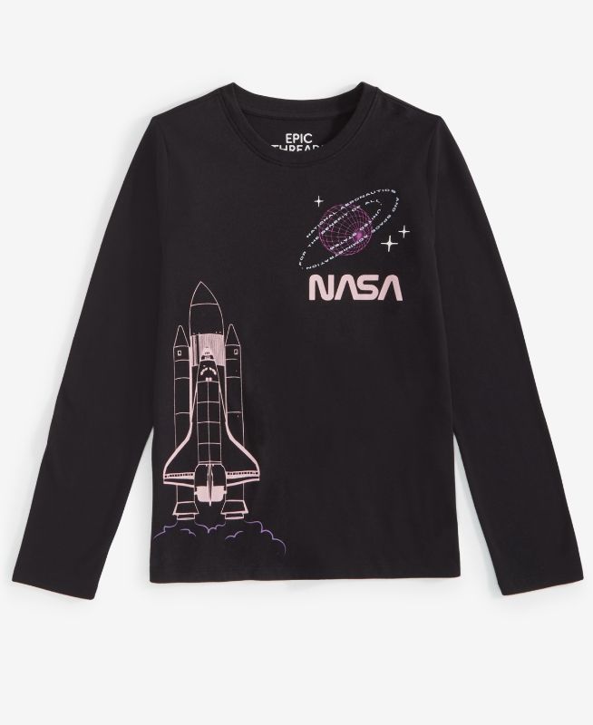 Photo 1 of Epic Threads Little & Big Girls NASA Graphic Long-Sleeve T-Shirt - Deep Black - Size XS (5/6)