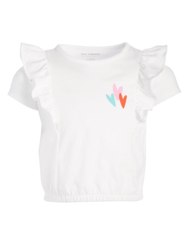 Photo 1 of Epic Threads Toddler Girls Heart Ruffle T-Shirt - Angel White - Size 4T