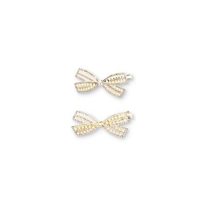 Photo 1 of INC 2-Pc. Pave & Imitation Pearl Bow Hair Barrette Set - Silver
