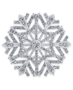 Photo 1 of Holiday Lane Silver-Tone Crystal Snowflake Pin - Silver