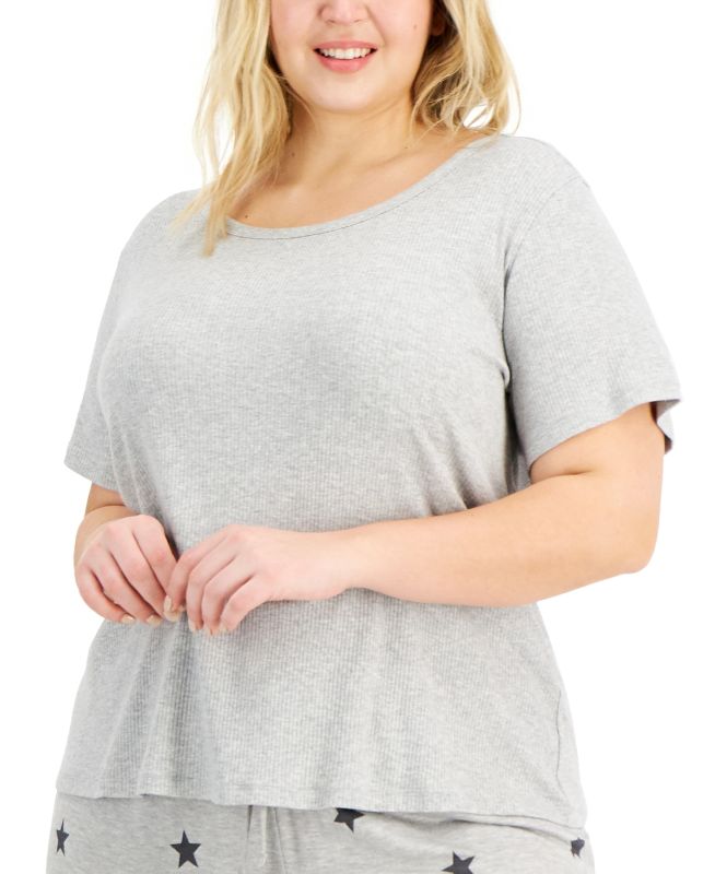 Photo 1 of Jenni Plus Size Ribbed Sleep T-Shirt - Sleep Grey Heather - Size 3XL