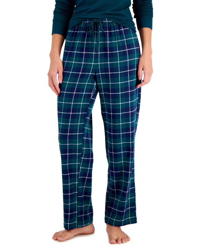 Photo 1 of Charter Club Women's Yarn Dyed Flannel Plaid Pajama Pants - Rare Emerald Plaid - Size Medium