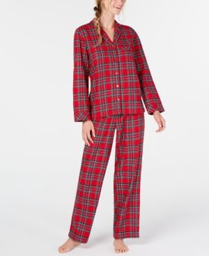 Photo 1 of FAMILY PJs Sets Red Flannel Notched Collar Printed Long Sleeve V Neck Button up Straight Leg Everyday Size XXL