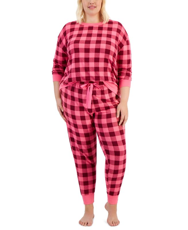 Photo 1 of Jenni Plus Size 2-Pc. Printed Supersoft Packaged Pajama Set Pink 2X