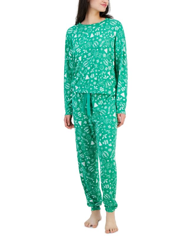 Photo 1 of Jenni Women's 2-Pc. Long-Sleeve Packaged Pajamas Set - Doodle Holiday - Size XX-Large