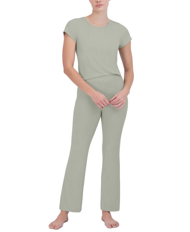 Photo 1 of Steve Madden Women's Ribbed Flare-Leg Sleep Pants - Light Sage - Size Medium

PANTS ONLY. TOP NOT INCLUDED.