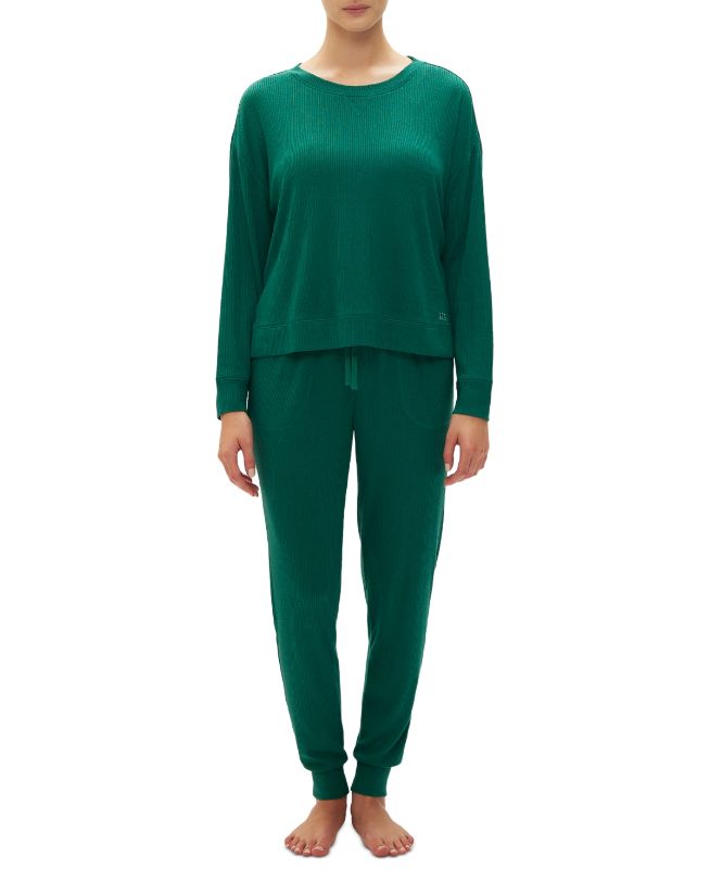Photo 1 of GapBody Women's 2-Pc. Long-Sleeve Jogger Pajama Set - Apple Green - Size X-Large