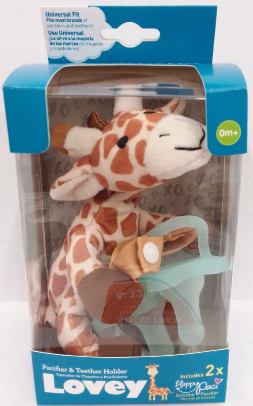 Photo 1 of Dr. Brown's, Lovey, Happy Paci™, Silicone Pacifier & Teether Holder, 0-12 Months +, Giraffe, 2 Piece Set