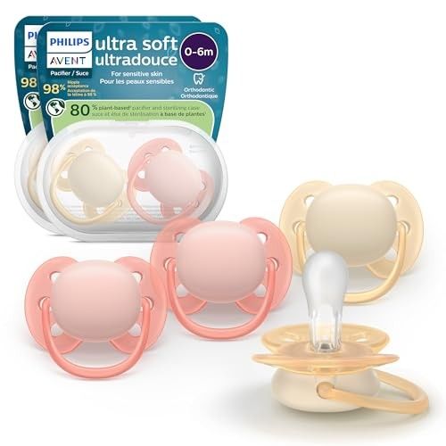 Photo 1 of Philips Avent Ultra Soft Pacifiers 0-6m - Sand/Soft Pink - 4pk