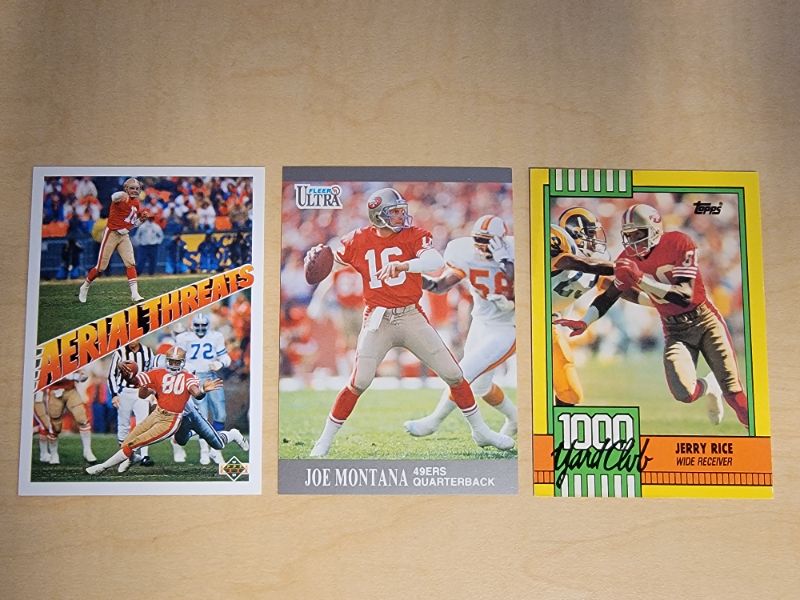 Photo 1 of 3 CARDS OF JOE MONTANA AND JERRY RICE - GREAT CONDITION