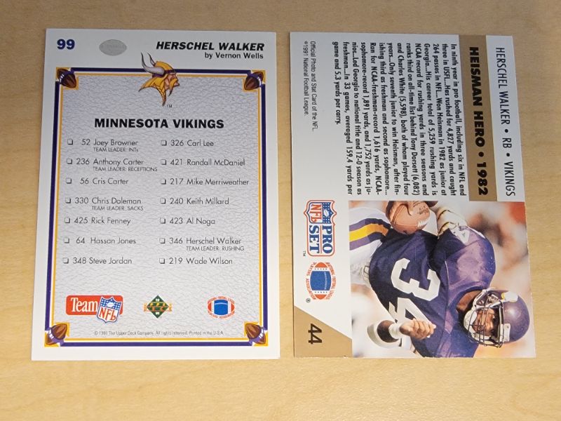 Photo 2 of 2 HERSCHEL WALKER CARDS - GREAT CONDITION