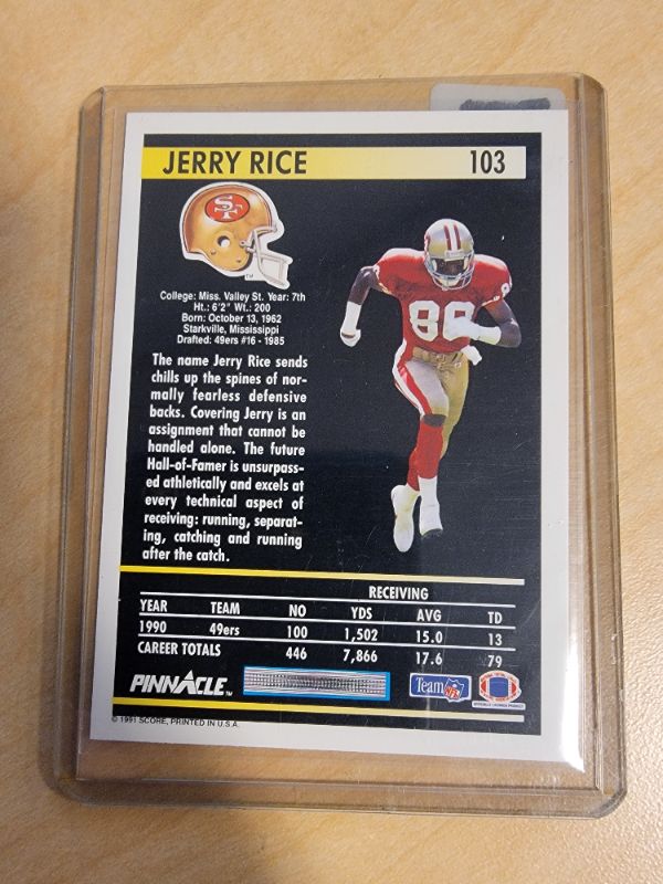 Photo 2 of 1991 JERRY RICE PINNACLE CARD