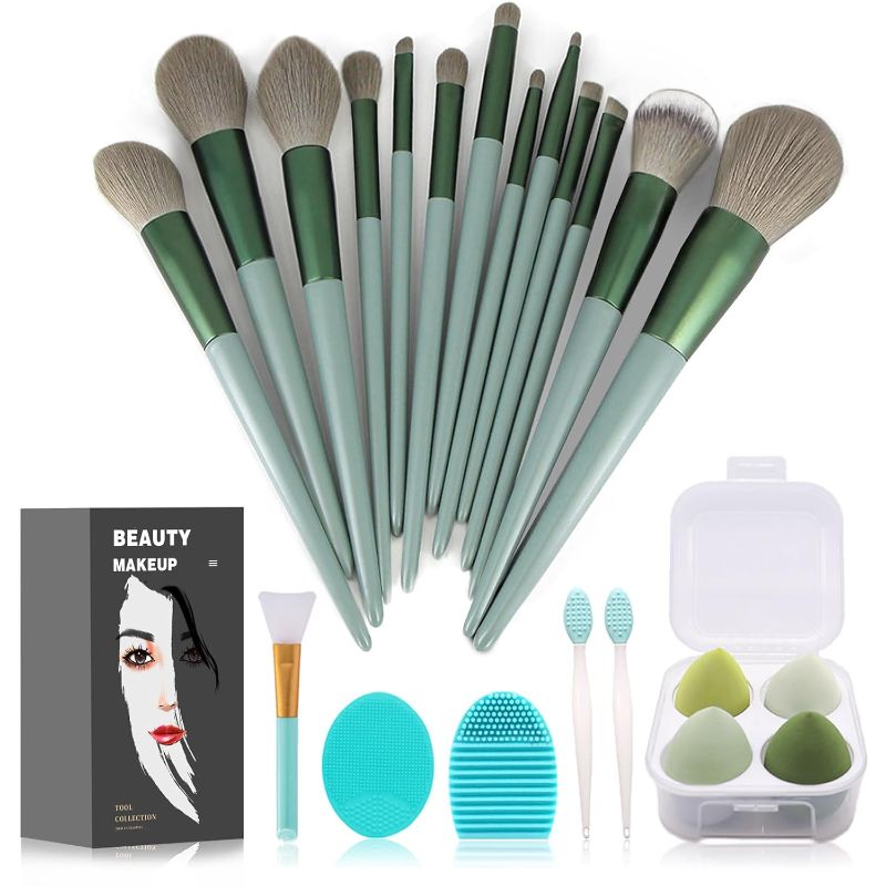 Photo 1 of Makeup Brushes 22 Pcs Makeup Kit, Foundation Brush Eyeshadow Brush Make up Brushes Set (Green, 22 Piece Set Large)