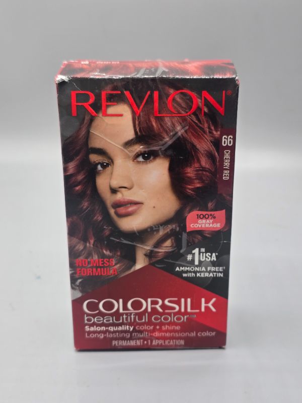 Photo 1 of Revlon Colorsilk Beautiful Color Permanent Hair Color, Long-Lasting High-Definition Color, Shine & Silky Softness with 100% Gray Coverage, Ammonia Free, 066 Cherry Red, 1 Pack