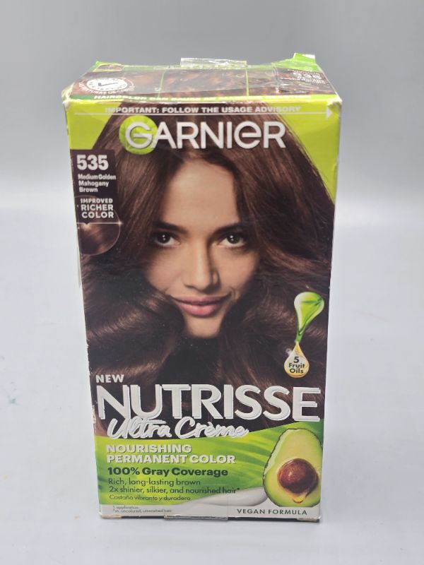 Photo 1 of Garnier Nutrisse Nourishing Hair Color Creme, 535 Medium Gold Mahogany Brown (Packaging May Vary)