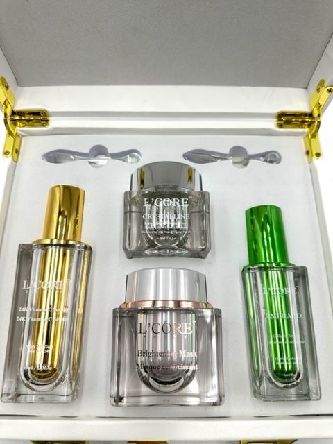Photo 1 of Multi Pack Complete Skincare 24k Vitamin C Serum Brightening Mask Express Lifting Diamond Cream and Collagen Serum Achieve Maximum Results Skin Renewal Vitamins Delivered to Skin Plump Renewed Complexion Reduce Signs of Aging Clears Toxins and Acne Use in